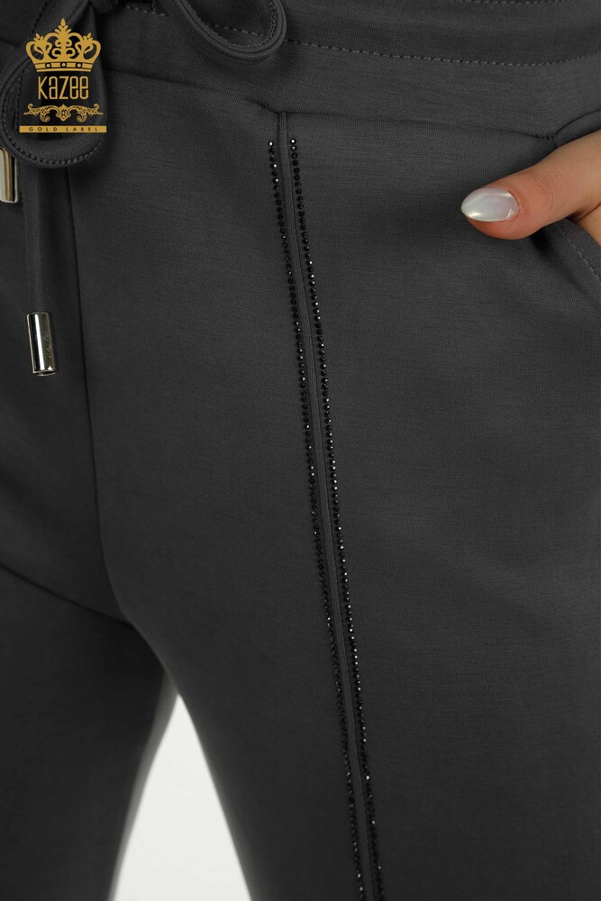 Wholesale Women's Tracksuit Set Hooded Zipper Gray - 17618 | KAZEE - 8