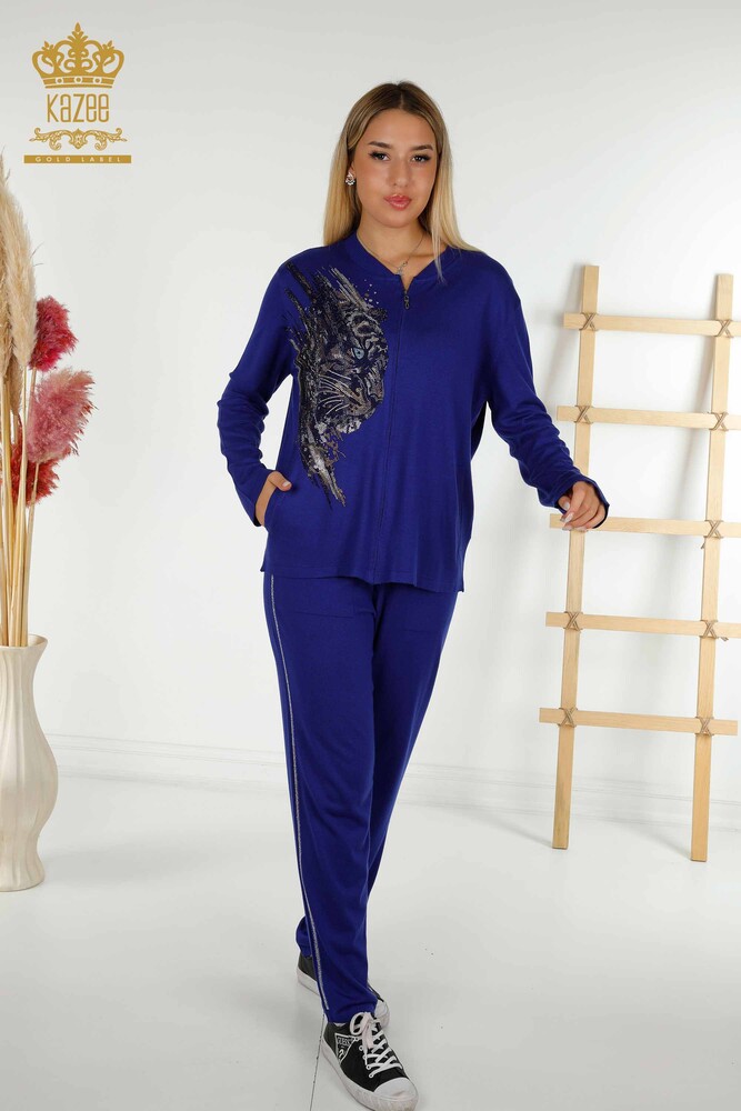 Wholesale Women's Tracksuit Set Leopard Pattern Saks - 16660 | KAZEE - 1