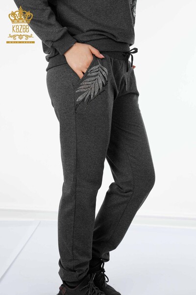 Wholesale Women's Tracksuit Set Tiger Detail Anthracite - 17459 | KAZEE - 7