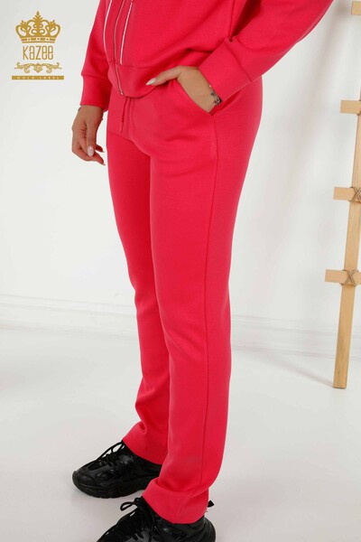 Wholesale Women's Tracksuit Set - Two Pocket Detailed - Fuchsia Ecru - 17595 | KAZEE - 8