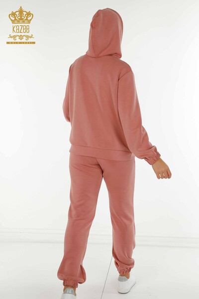 Wholesale Women's Tracksuit Set Zippered Buttoned Dusty Rose - 17620 | KAZEE - 12