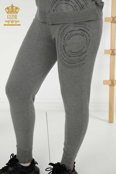 Wholesale Women's Tracksuit Set Zippered Gray - 16276 | KAZEE - 6