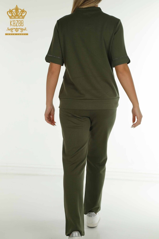 Wholesale Women's Tracksuit Set Zippered Khaki - 17636 | KAZEE - 16