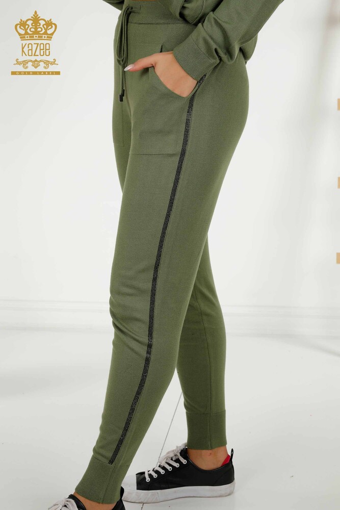 Wholesale Women's Tracksuit Zippered Khaki - 30638 | KAZEE - 6