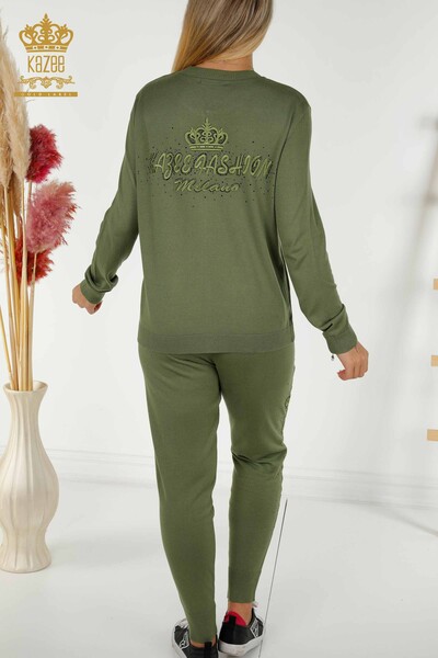 Wholesale Women's Tracksuit Zippered Khaki - 30638 | KAZEE - 9