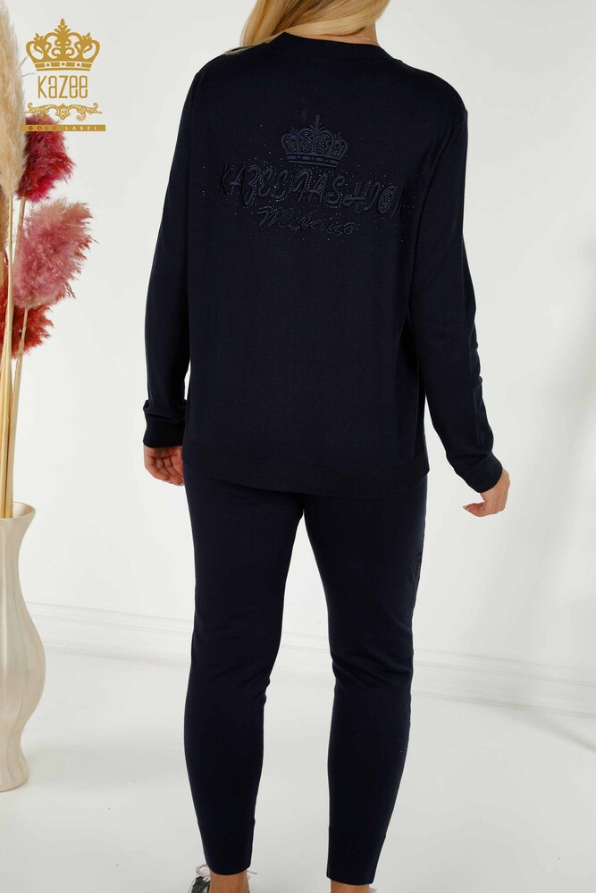 Wholesale Women's Tracksuit Set Zippered Navy Blue - 30638 | KAZEE - 11