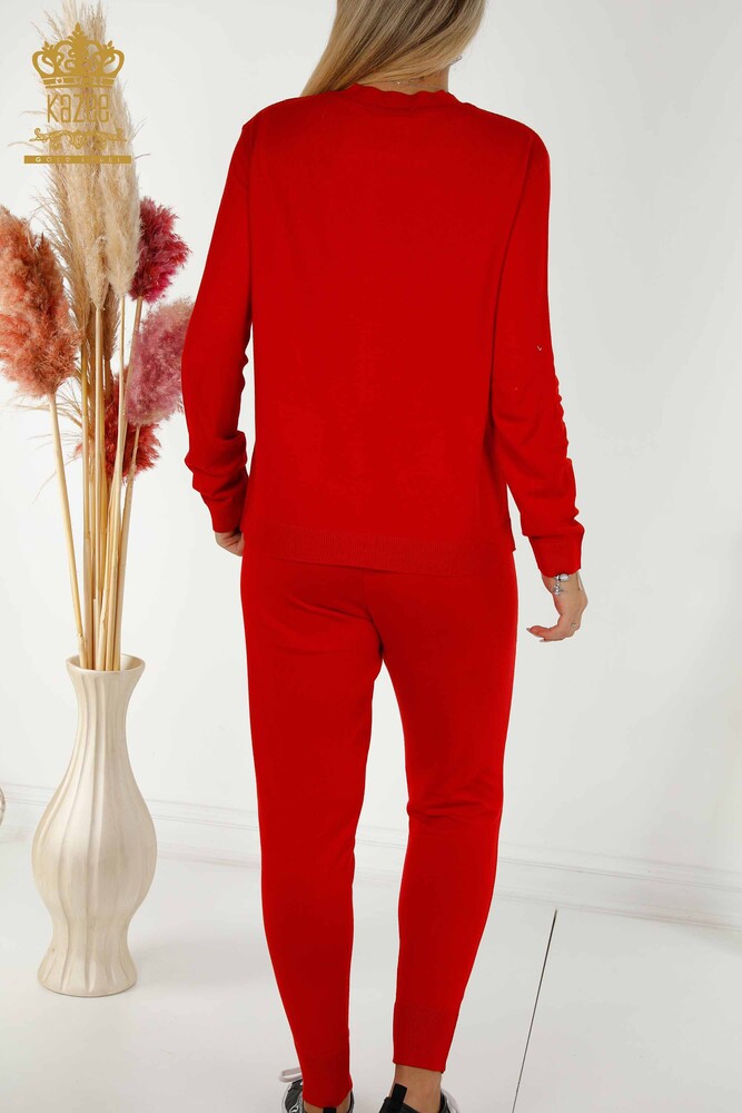 Wholesale Women's Tracksuit Set Red with Zipper - 16276 | KAZEE - 10