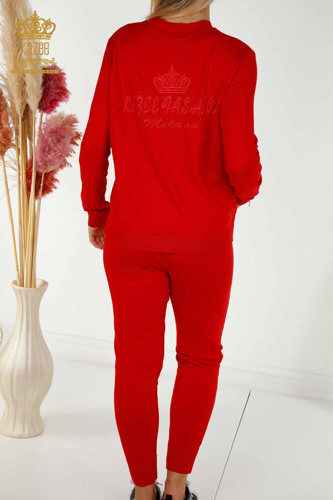 Wholesale Women's Tracksuit Set Red with Zipper - 30638 | KAZEE - 9