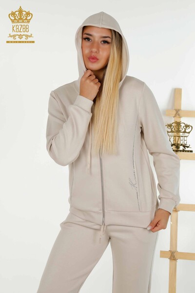 Wholesale Women's Tracksuit Set Zippered Stone - 17550 | KAZEE - 2