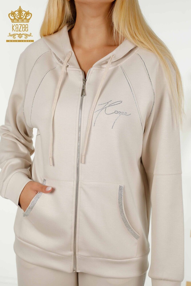 Wholesale Women's Tracksuit Set Zippered Stone - 20415 | KAZEE - 5