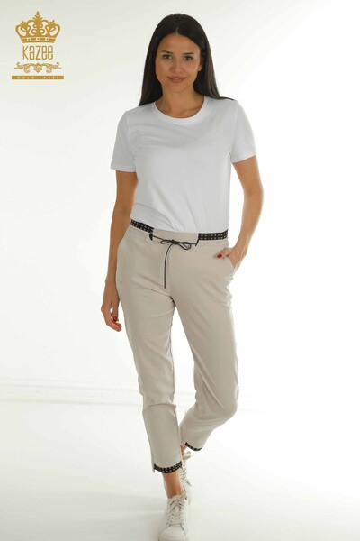 Wholesale Women's Trousers - Elastic Waist - Mink - 2406-4525 | M. - Thumbnail