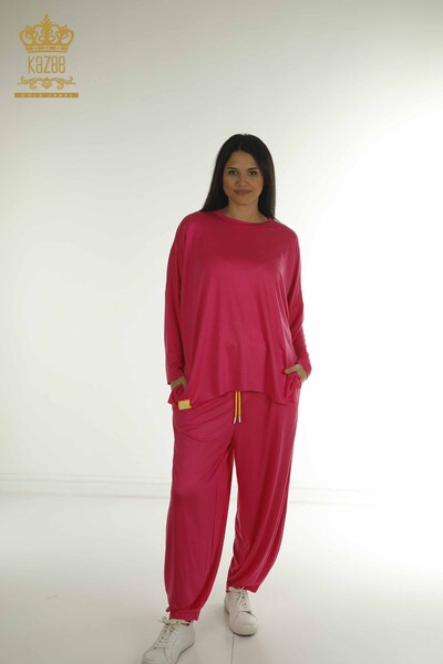 S&M - Wholesale Women's Two-piece Suit Long Sleeve Fuchsia - 2402-212295 | S&M