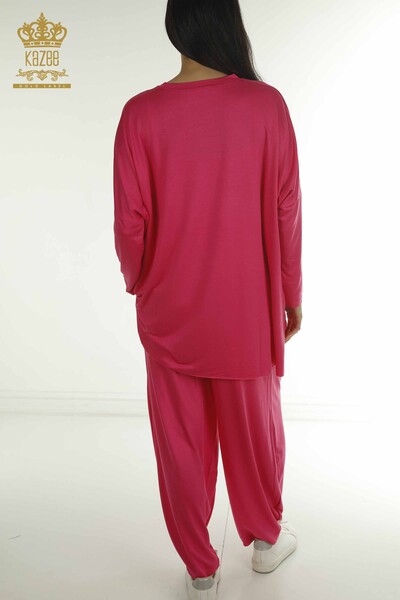 Wholesale Women's Two-piece Suit Long Sleeve Fuchsia - 2402-212295 | S&M - Thumbnail (2)