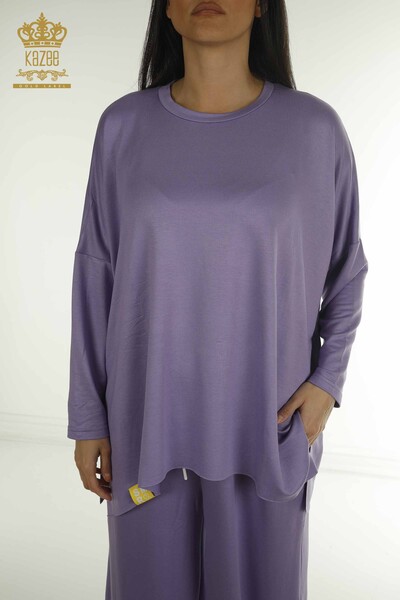 S&M - Wholesale Women's Two-piece Suit Long Sleeve Lilac - 2402-212295 | S&M (1)
