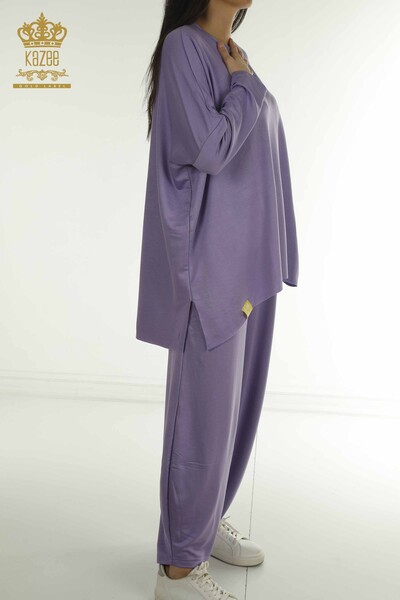 Wholesale Women's Two-piece Suit Long Sleeve Lilac - 2402-212295 | S&M - Thumbnail (2)
