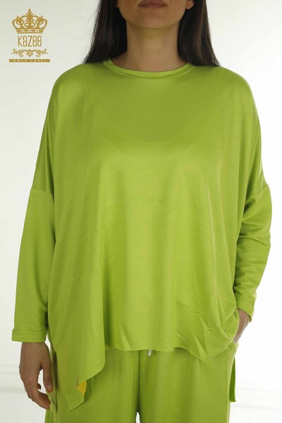 Wholesale Women's Two-piece Suit Long Sleeve Pistachio Green - 2402-212295 | S&M - Thumbnail (2)
