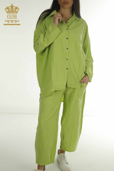 S&M - Wholesale Women's Double Suit with Pockets, Pistachio Green - 2402-211670 | S&M (1)