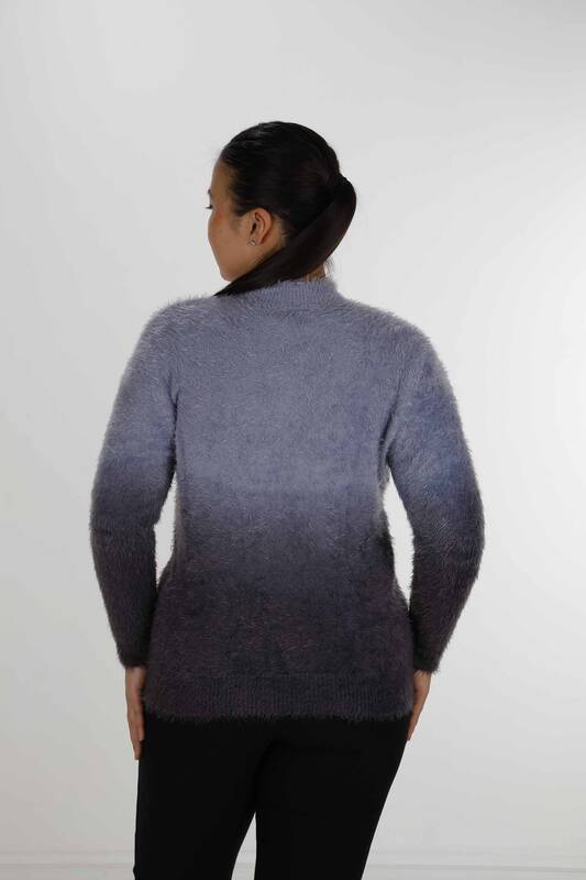 Niebieski sweter Angora z wysokim kołnierzem - 31015 | KAZEE (zestaw 3 sztuk S-M-L)