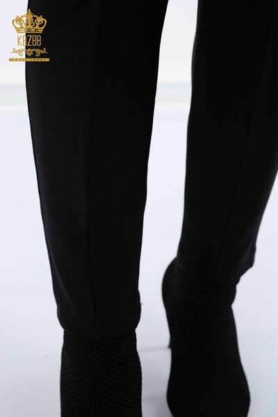 женские брюки оптом с эластичной резинкой на талии черного цвета - 3428 | КАZEE - Thumbnail